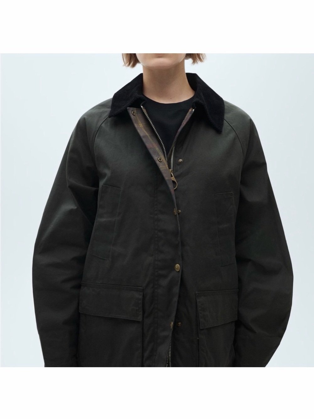 Mango Olive Brown Wax Effect Barn Jacket